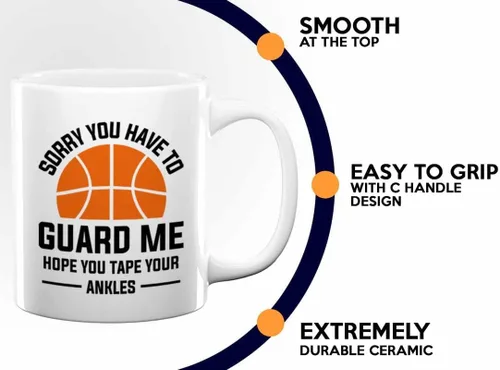 Miniatura 5 de Taza de café de baloncesto de 11 onzas, color blanco, tus tobillos, aros de baloncesto al aire libre, regalos de red para niños de 17 años, doble