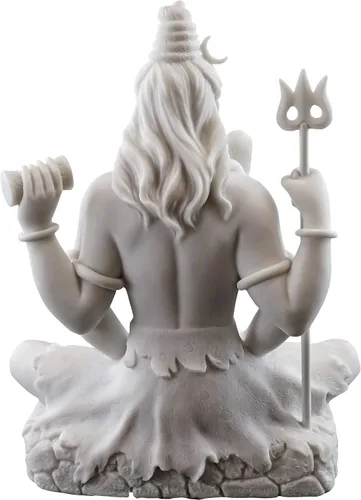 Miniatura 3 de Top Collection Estatua de Shiva en Padmasana Lotus Pose, Dios hindú de destruir el mal, la ignorancia y la escultura de la muerte, figura