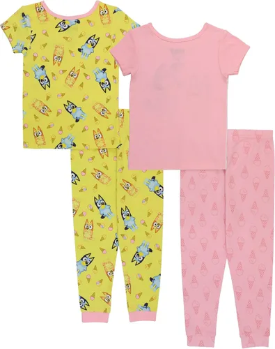 Miniatura 2 de Bluey Conjunto de pijama de algodón ajustado de 4 piezas, suave y lindo para niñas