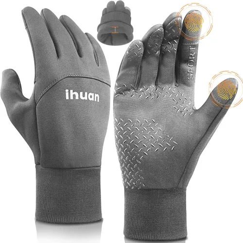 ihuan Guantes de invierno para hombres y mujeres, guantes cálidos impermeables para clima frío, guantes térmicos para pantalla táctil para correr