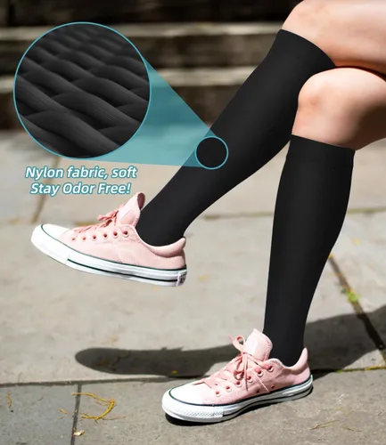 Miniatura 8 de FuelMeFoot Calcetines de compresión para mujeres y hombres, calcetines altos de apoyo graduado para enfermeras, viajes, atléticos