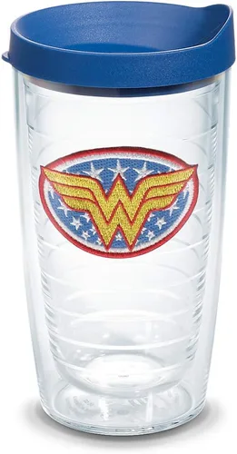 Miniatura 15 de Tervis DC Comics - Vaso aislado de doble pared con emblema de la Mujer Maravilla fabricado en Estados Unidos, mantiene las bebidas frías y azul