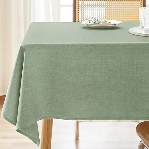 Miniatura 19 de AUSSPVOCT 2 manteles de lino texturizado para mesa rectangular, 52 x 70 pulgadas, mantel rectangular impermeable, lavable, tela para mesa