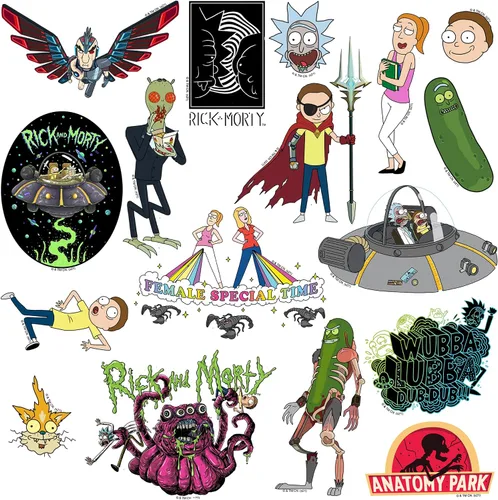 Miniatura 4 de Rick and Morty - Paquete variado de 100 calcomanías de vinilo troqueladas, calcomanías de dibujos animados de ciencia ficción para laptop, botella