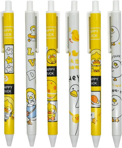12 bolígrafos de gel retráctiles con diseño de animales de dibujos animados, bonitos bolígrafos de gel retráctiles Kawaii, tinta negra para