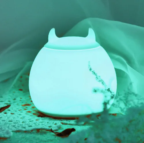 Miniatura 5 de Luz nocturna LED de silicona portátil de dibujos animados para niños, recargable por USB, luz blanca cálida/cálida, luz cambiable, bonita lámpara