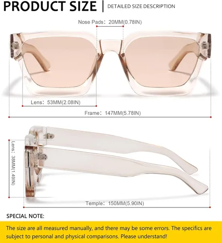 Miniatura 4 de SHEEN KELLY Gafas de sol rectangulares gruesas retro gruesas para mujeres y hombres, a la moda, con montura tipo tortie negra, gafas de los años 90