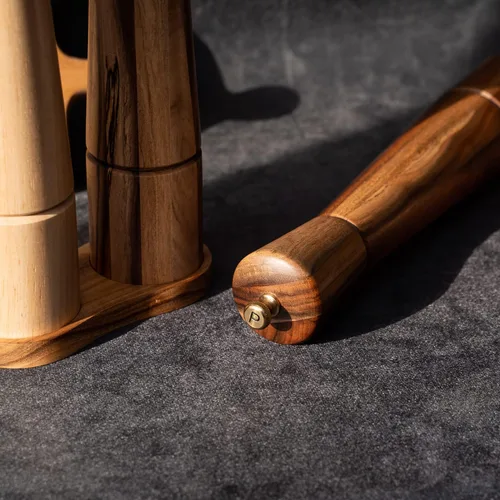 Miniatura 3 de Molinillo de pimienta, molinillo de pimienta con acero inoxidable ajustable, madera de acacia, 12.6 in de altura, diámetro inferior: 2.4 in