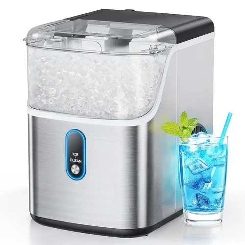 Miniatura 7 de Máquina de hielo Nugget para encimera, máquina de hielo HOMEZAY Pebble con hielo de pellets masticable suave, 33 libras por día, máquina de hielo