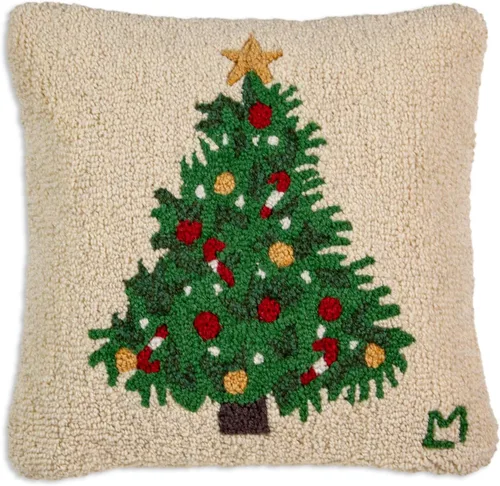 Chandler 4 Corners Almohada Decorativa de Lana con Diseño de Árbol Elegante Tejida a Mano por Artista (18 x 18 pulgadas) Almohada de Navidad para