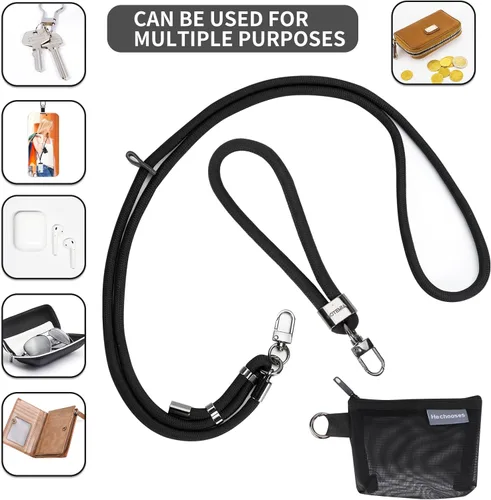Miniatura 4 de HOTEMIA Cordón para teléfono y correas para la muñeca, cordón para celular ajustable cruzado con billetera desmontable, cordón para iPhone de 8mm
