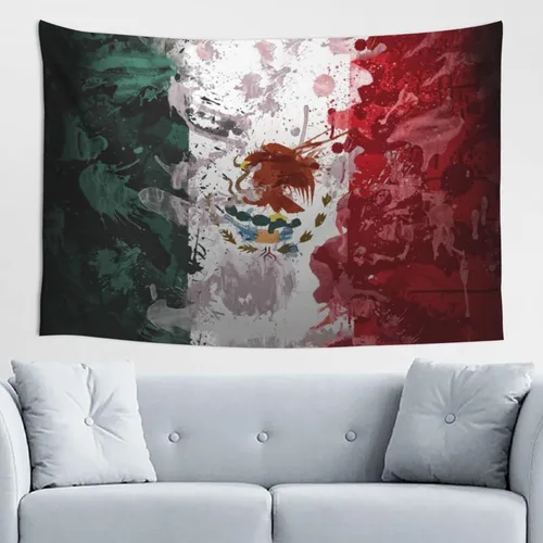 Miniatura 23 de JUHIOPOI Tapiz de pared con bandera de México, arte nocturno mexicano para decoración de pared lateral de dormitorio, (60 x 40 pulgadas)