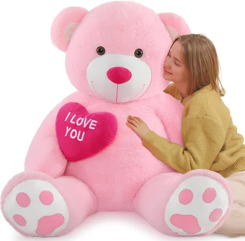 Miniatura 19 de BENINY Osos de peluche grandes en forma de corazón rojo, osos de peluche negros con bordado "Te quiero" para novia, osos de peluche grandes