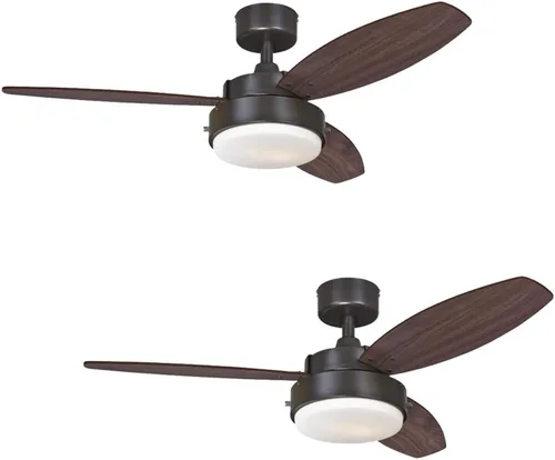 Miniatura 4 de Ciata Ventilador de techo para dormitorio con luz, ventilador de techo interior de aleación de 42 pulgadas con acabado metálico de pistola con Gris