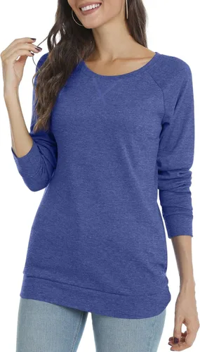 Miniatura 2 de POPYOUNG - Blusa casual de manga larga para mujer, túnica de otoño con cuello redondo para usar con leggings