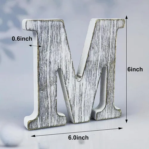Miniatura 2 de Letras de madera rústica sin terminar de 6 pulgadas para decoración de pared, letras decorativas de pie en rodajas, decoración de tablero