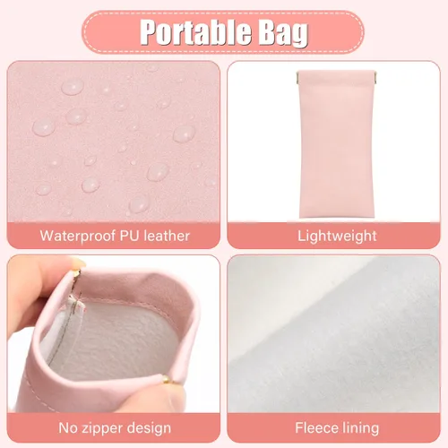 Miniatura 3 de Sightor Funda para lentes de sol, 2 piezas de fundas suaves para gafas para mujer, portátil, de cuero, con parte superior apretada