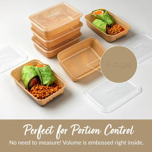 Miniatura 6 de Bentgo Prep - 20 piezas de contenedores reutilizables para preparación de comidas con 1 compartimento y tapas, materiales libres de PFAS y BPA