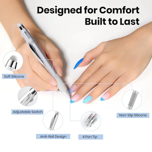 Miniatura 6 de Beetles - Lápiz de punteado para uñas 4 en 1, herramientas de arte para manicura en diseño esférico con marcaje de tamaño y cabeza de presión, 0-7