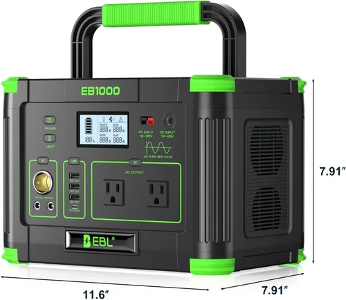 Miniatura 8 de EBL Estación de energía portátil de 1000 W, generador solar de 999 Wh, batería de reserva de carga rápida con carga inalámbrica de 10 W y múltiples