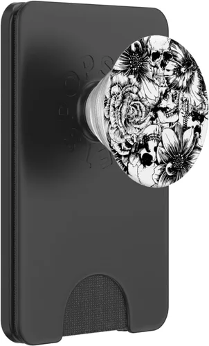 Miniatura 7 de PopSockets de calaveras florales en blanco y negro intercambiable PopGrip