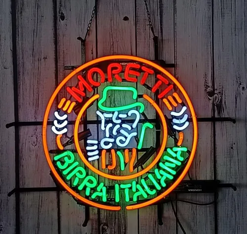Letreros de neón para bar de cerveza y dormitorio, compatibles con Moretti Birra Italiana, letreros de neón de vidrio para oficina, cafetería,