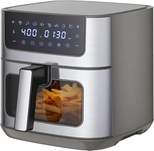 Sweetcrispy Freidora de aire de 6.34 cuartos de galón, horno freidora de aire 8 en 1 con ventana visible, calentamiento rápido de 400 °F, cesta