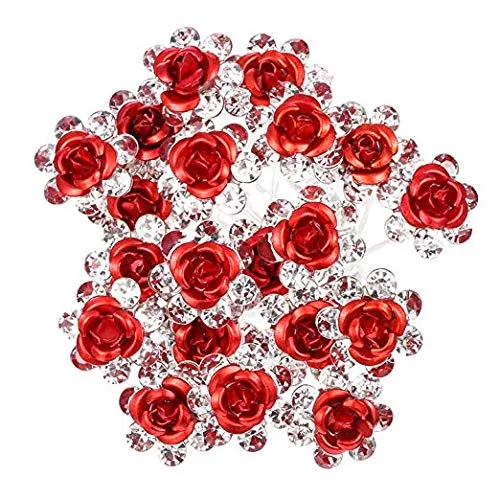 WOIWO 20 horquillas de cristal para el cabello, diseño afilado en U, de metal, para mujeres y niñas, accesorios de joyería para el cabello, color