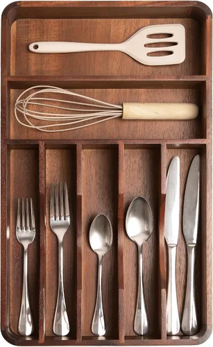 Miniatura 12 de Organizador de cubiertos KitchenEdge - Organizador para cubertería, cubiertos, y utensilios para cajones de cocina, ancho fijo de 10.5”, 7