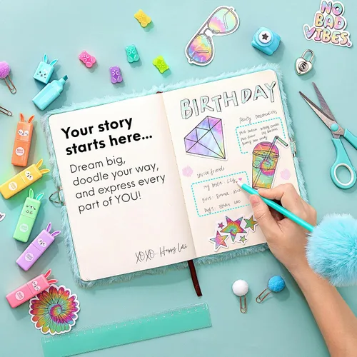 Miniatura 3 de HAPPY LOLLI Mint LolliME - Kit de diario de bricolaje para adolescentes y niñas de 8 a 14 años, regalo de cumpleaños, juego de diario con cerradura