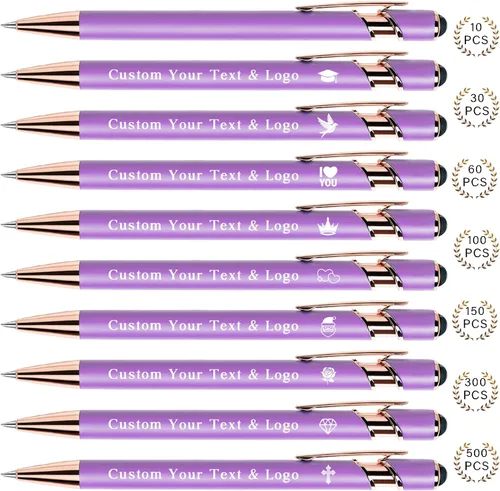 Miniatura 18 de Bolígrafos personalizados a granel, bolígrafos personalizados con nombre/logotipo en ambos lados, regalo de tinta negra, bolígrafo grabado con lápiz