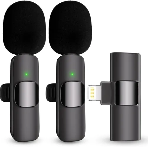 Micrófono de solapa profesional inalámbrico Lavalier para iPhone, iPad, micrófono de grabación de condensador omnidireccional inalámbrico para