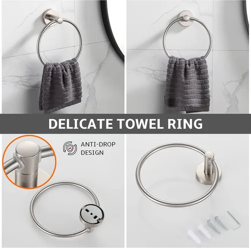 Miniatura 3 de BGL Juego de accesorios de baño de níquel cepillado, 4 piezas, toallero de baño de 24 pulgadas, juego de accesorios de baño ajustables