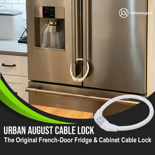Miniatura 3 de Urban August Cerradura de nevera original: cerradura de combinación de cables multifuncional, para refrigeradores y gabinetes de puerta francesa