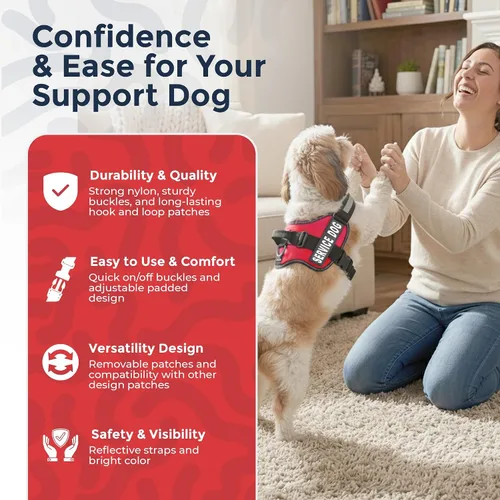 Miniatura 8 de Arnés Industrial Puppy para perros con correas y asa, y chaleco con parche reflectante, en un cómodo diseño de malla, Bright Red Rojo Brillante