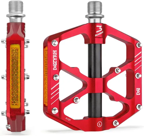 Miniatura 11 de MZYRH Pedales de plataforma para bicicleta de montaña con 3 rodamientos, aleación plana de 9/16 pulgadas, pedales antideslizantes para bicicleta