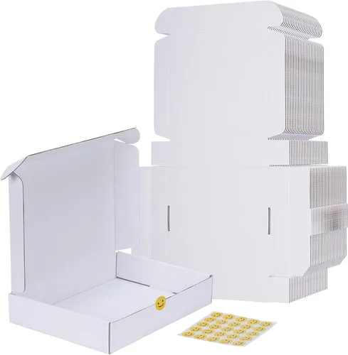 Miniatura 21 de RLAVBL Juego de 25 cajas de envío de 10 x 8 x 3, caja de cartón corrugado blanca para embalaje, correo, negocios Blanco