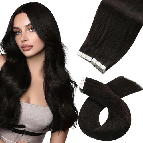 Miniatura 11 de Moresoo Extensiones de cabello humano real con cinta adhesiva, sin costuras, #1 negro azabache, 20 piezas, 1.76 oz (50 g), 24 pulgadas