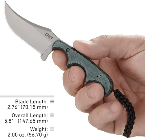 Miniatura 6 de CRKT Cuchillo de hoja fija de supervivencia al aire libre minimalista persa con vaina: hoja de borde liso de acero inoxidable, mango de micarta