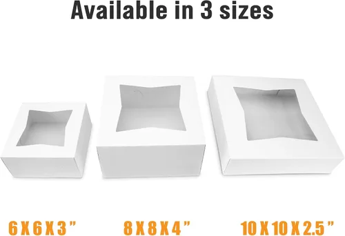 Miniatura 8 de Fit Meal Prep Paquete de 25 cajas de panadería con ventana de 6 x 6 x 3 pulgadas, caja de cartón para cupcakes, pasteles y pastelería, caja