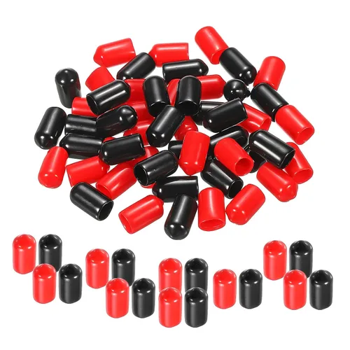 Miniatura 20 de MECCANIXITY 50 unids tapas de goma Surtido de 0.079 in PVC vinilo tornillo rosca protector para tornillo tornillo negro rojo