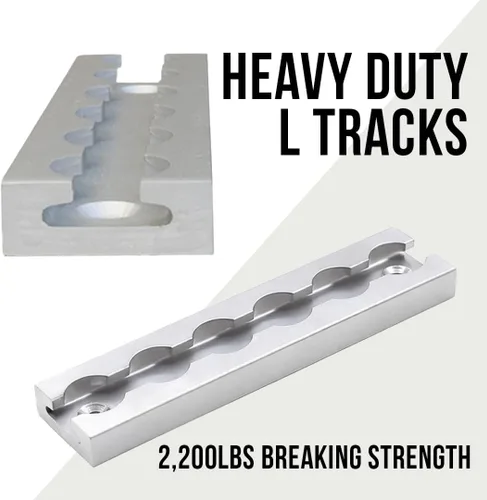 Miniatura 5 de Boxer L Tracks - Paquete de 4 pistas de 6 pulgadas, 2,200 libras de resistencia a la rotura, aluminio resistente, sistema de amarre