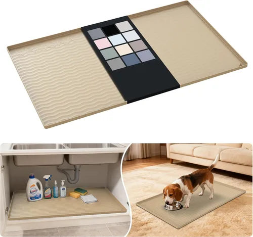 Miniatura 91 de URMONA Tapete de silicona impermeable para debajo del fregadero, 34 x 22 pulgadas, forro para estante de cocina y baño, protector de gabinetes