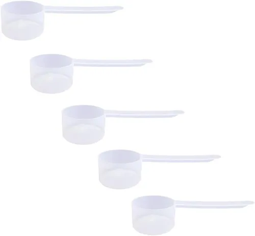 Miniatura 78 de Conjunto de 5 cucharas medidoras de plástico, 6 cucharadas (90 cc 3/8 taza 3 oz. 90 mL) con mango largo para polvos, gránulos, café, comida