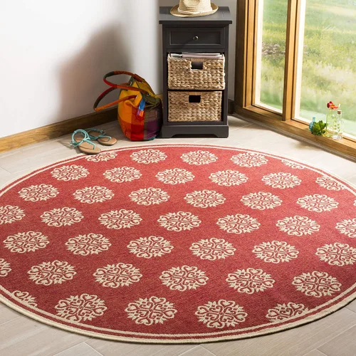 Miniatura 23 de SAFAVIEH Alfombra lavable al aire libre Linden Collection – 6'7" cuadrada, crema y beige, no desprende pelusa y fácil de limpiar, ideal para patio