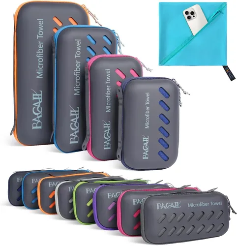 Miniatura 17 de BAGAIL - Toalla de camping con funda de EVA, toalla de viaje de microfibra compacta y ultrasuave, toalla de viaje súper absorbente y ligera de Gris