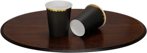 Miniatura 4 de Geeklife Vasos de papel de fiesta negros con borde dorado, vasos de papel desechables de lámina dorada a granel de 9 onzas, 40 piezas para cóctel