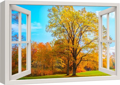Miniatura 30 de Cuadro decorativo con diseño de ventana moderna blanca con vista, de la marca Wall26®