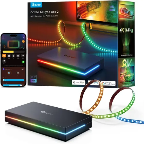 Miniatura 10 de Govee Caja de sincronización HDMI 2.1 2, Caja de sincronización AI con retroiluminación para TV, compatible con 8K@60Hz, 4K@144Hz, VRR y ALLM