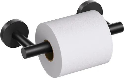 Miniatura 12 de Soporte de papel higiénico dorado cepillado para montaje en pared, soporte de rollo de papel higiénico grande de doble base, accesorios de acero